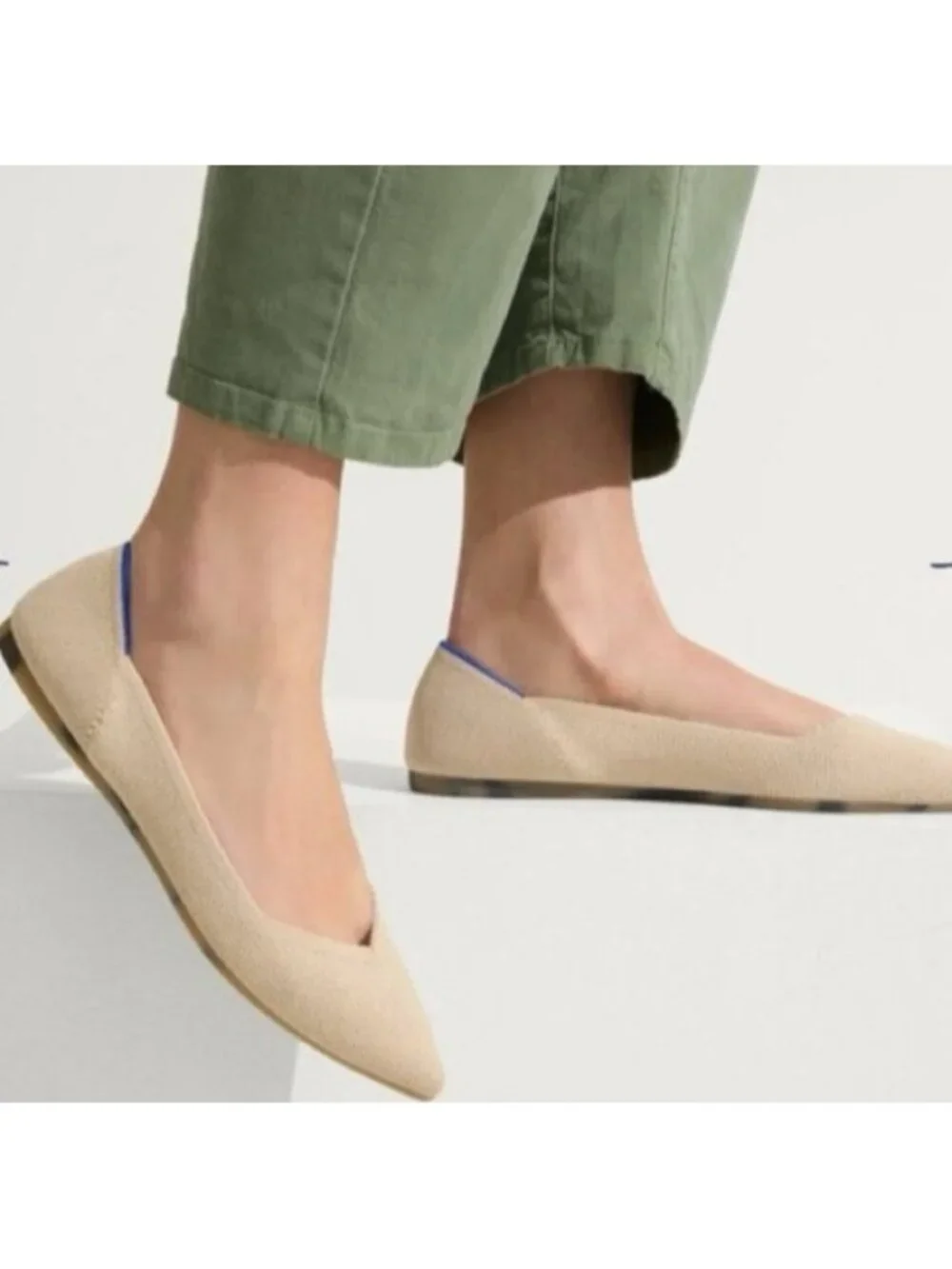 Rothy’s The Point Beige Knit Ballet Flats Women’s US 9 EU 40 Washable Shoes